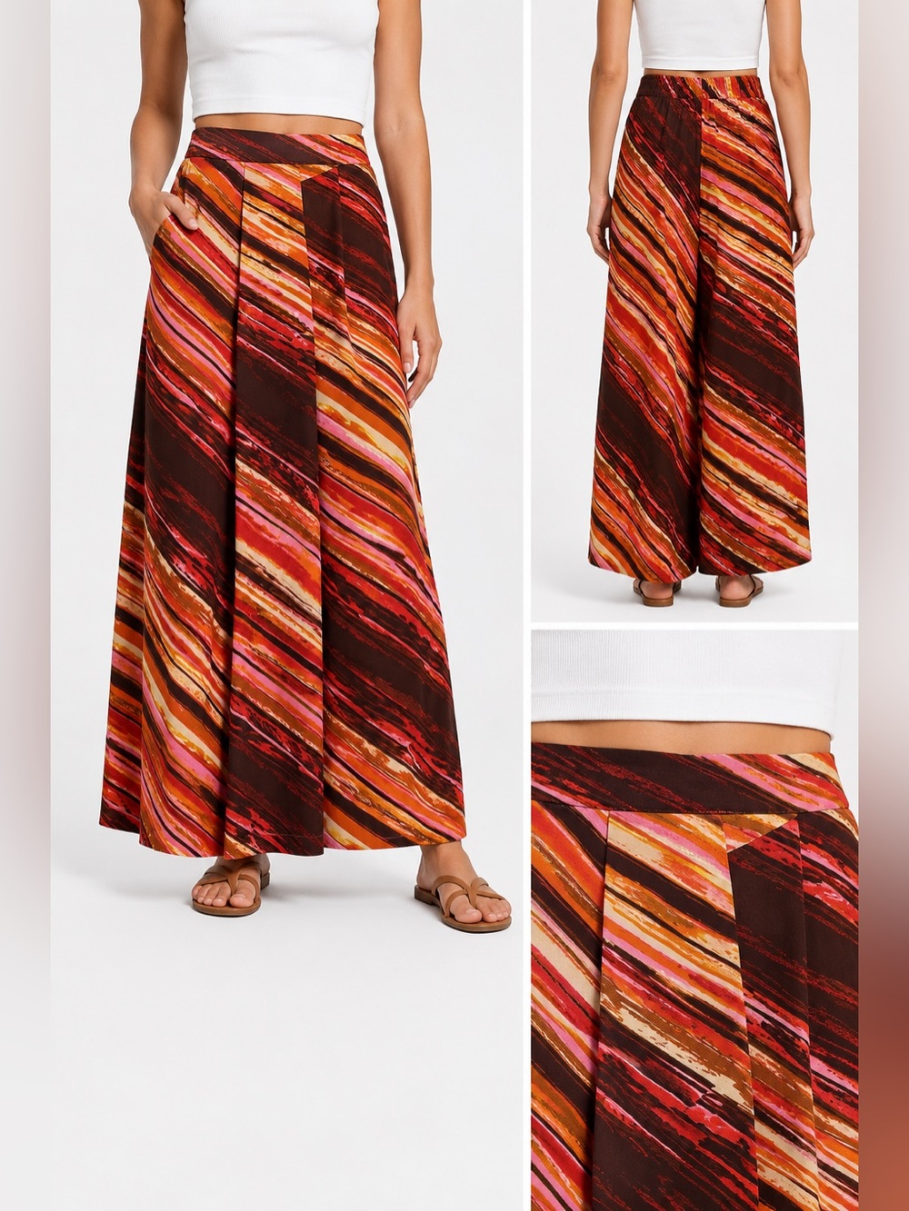 Coco Blue Size Small Wide Leg Crop Pants High Rise Pull On NWT